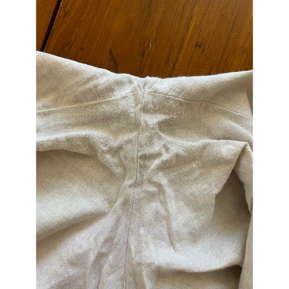 Liz Claiborne Womens Large Pants Linen/Cotton Tan Pockets Tie Close Some Pilling - Picture 12 of 12